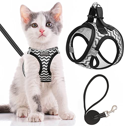 Katzengeschirr und Leine, ausbruchsicher, verstellbar, weiches Netzgewebe, für Spaziergänge, reflektierende Haustierweste für Katzen von haheita