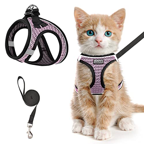 Katzengeschirr und Leine zum Spazierengehen, ausbruchsicher, verstellbar, Kätzchen-Weste, reflektierend, weiches Netz, Welpengeschirr für Outdoor, bequeme Passform, einfach zu kontrollieren (LPink, S) Katzengeschirr und Leine zum Spazierengehen, ausbruchsicher, verstellbar, Kätzchen-Weste, reflektierend, weiches Netz, Welpengeschirr für Outdoor, bequeme Passform, einfach zu kontrollieren (LPink, S) von haheita