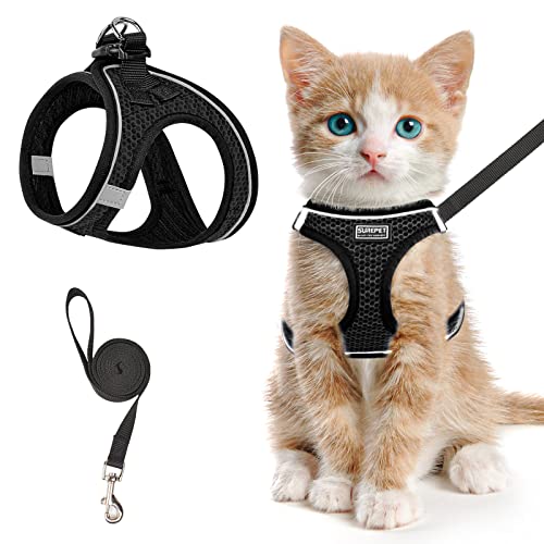 Katzengeschirr und Leine, Set zum Spazierengehen, ausbruchsicher, verstellbares Kätzchen-Westengeschirr, reflektierend, weiches Netzgewebe, Welpenweste für draußen, bequeme Passform, einfach zu Katzengeschirr und Leine, Set zum Spazierengehen, ausbruchsicher, verstellbares Kätzchen-Westengeschirr, reflektierend, weiches Netzgewebe, Welpenweste für draußen, bequeme Passform, einfach zu von haheita