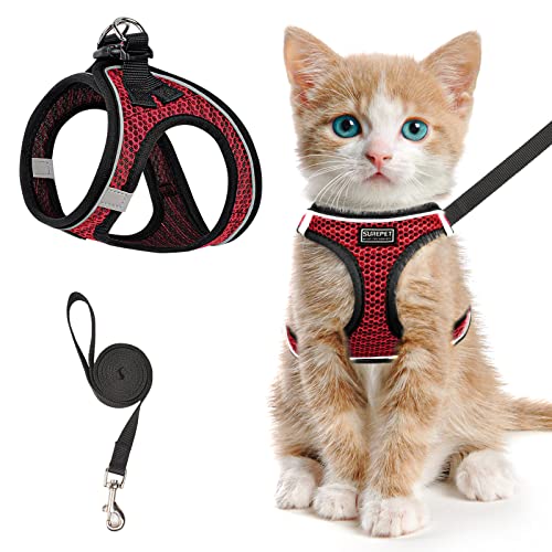 Katzengeschirr und Leine zum Spazierengehen, ausbruchsicher, verstellbare Kätzchenweste, reflektierend, weiches Netzgewebe, Welpengeschirr für draußen, bequeme Passform, einfach zu kontrollieren Katzengeschirr und Leine zum Spazierengehen, ausbruchsicher, verstellbare Kätzchenweste, reflektierend, weiches Netzgewebe, Welpengeschirr für draußen, bequeme Passform, einfach zu kontrollieren von haheita