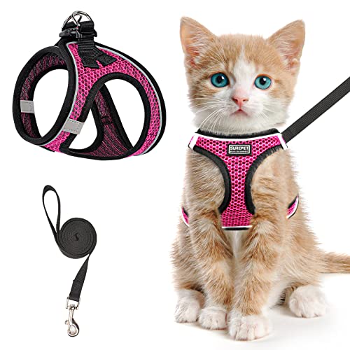 Katzengeschirr und Leine zum Spazierengehen, ausbruchsicher, verstellbare Kätzchenweste, reflektierend, weiches Netzgewebe, Welpengeschirr für draußen, bequeme Passform, einfach zu kontrollieren Katzengeschirr und Leine zum Spazierengehen, ausbruchsicher, verstellbare Kätzchenweste, reflektierend, weiches Netzgewebe, Welpengeschirr für draußen, bequeme Passform, einfach zu kontrollieren von haheita