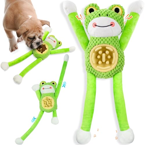 haheita Quietschendes Hundespielzeug mit langsamem Feederspiel, interaktives Hundespielzeug, Leckerli-Dosierung, Plüsch-Hundekauspielzeug für mittelgroße große Hunde von haheita