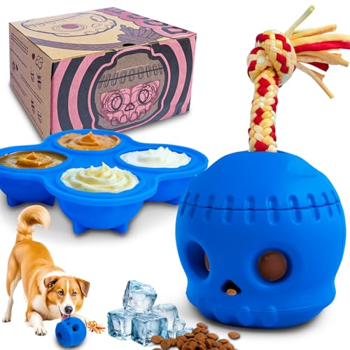 haheita Unzerstörbares Kauspielzeug für Hunde – Interaktives Frozen Leckerli-Spielzeug für mittelgroße und große Rassen, Totenkopf-Leckerli-Dosierball mit Seil, leicht zu reinigende geistige haheita Unzerstörbares Kauspielzeug für Hunde – Interaktives Frozen Leckerli-Spielzeug für mittelgroße und große Rassen, Totenkopf-Leckerli-Dosierball mit Seil, leicht zu reinigende geistige von haheita