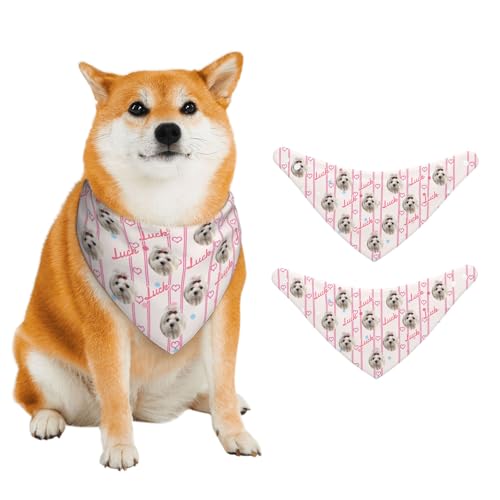 Benutzerdefinierte Hund-Bandana, Personalisiert mit Ihrem Bild & Text, Katzen-Lätzchen Dreieck-Bandana, Einzigartiges Geschenk für Tierbesitzer (Hellrosa) von half-acre square pond