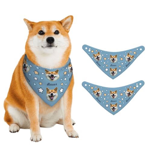 Benutzerdefinierte Hund-Bandana, Personalisiert mit Ihrem Bild & Text, Katzen-Lätzchen Dreieck-Bandana, Einzigartiges Geschenk für Tierbesitzer (Navy Blau) von half-acre square pond