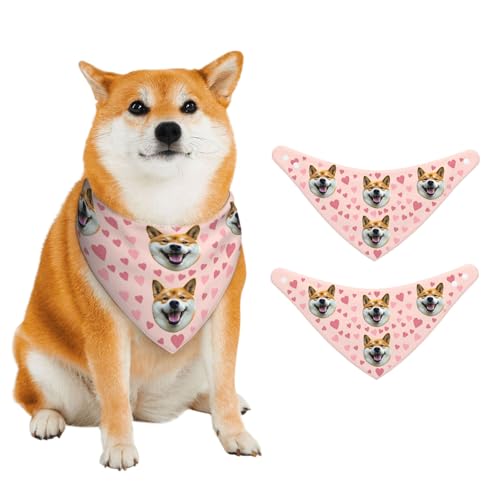Benutzerdefinierte Hund-Bandana, Personalisiert mit Ihrem Bild & Text, Katzen-Lätzchen Dreieck-Bandana, Einzigartiges Geschenk für Tierbesitzer (Rosa) von half-acre square pond