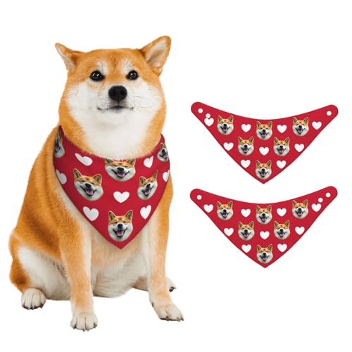 Benutzerdefinierte Hund-Bandana, Personalisiert mit Ihrem Bild & Text, Katzen-Lätzchen Dreieck-Bandana, Einzigartiges Geschenk für Tierbesitzer (Rot) von half-acre square pond
