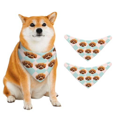 Personalisiertes Hundehalstuch, Individuelles Dreieckstuch mit Bild, Haustier-Kleidungszubehör für Katzen und Hunde, Geeignet für Kleine, Mittelgroße und Große Haustiere (Grün) von half-acre square pond