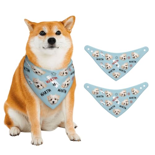 Personalisiertes Hundehalstuch, Individuelles Dreieckstuch mit Bild, Haustier-Kleidungszubehör für Katzen und Hunde, Geeignet für Kleine, Mittelgroße und Große Haustiere (Hellblau) von half-acre square pond