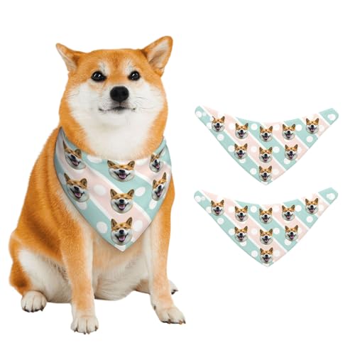 Personalisiertes Hundehalstuch, Individuelles Dreieckstuch mit Bild, Haustier-Kleidungszubehör für Katzen und Hunde, Geeignet für Kleine, Mittelgroße und Große Haustiere (Hellgrün) von half-acre square pond