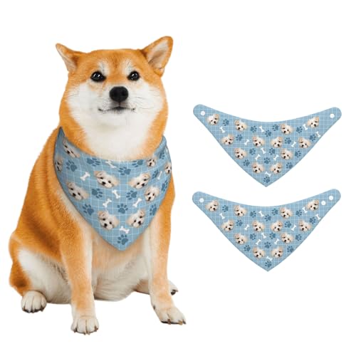 Personalisiertes Hundehalstuch mit Namen, Bild und Logo - Hundelätzchen & Katzenhals-Accessoires für Geburtstagspartys, Weihnachts- und Urlaubsoutfits (Blau) von half-acre square pond