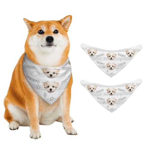 Personalisiertes Hundehalstuch mit Namen, Bild und Logo - Hundelätzchen & Katzenhals-Accessoires für Geburtstagspartys, Weihnachts- und Urlaubsoutfits (Weiß) von half-acre square pond