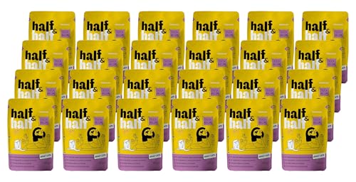 half&half - Katzenfutter Nass - Katzennassfutter - für Erwachsene Katze - Ente - Hoher Fleischanteil, mit Vitamin E, Zink, Taurin - 24er-Pack (24x100 g) von half&half