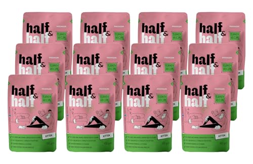 half&half - Katzenfutter Nass - Katzennassfutter - für Kätzchen - Türkei - Hoher Fleischanteil, mit Vitamin E, Zink, Taurin - 12er-Pack (12x100 g) von half&half