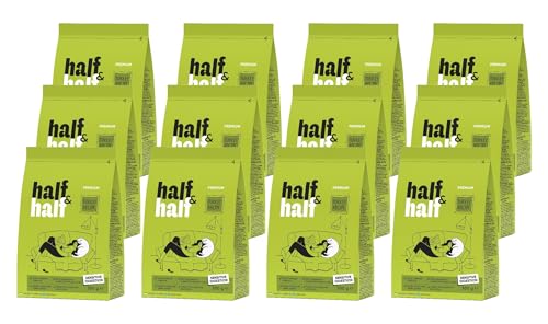 Half&Half - Katzenfutter Trocken - Trockenfutter für Katzen - für Erwachsene Katze empfindlich - Türkei - mit getrocknetem frischem Fleisch, mit VIT. A, D3, E - 12er-Pack (12x300 g) von SAVORY to excite