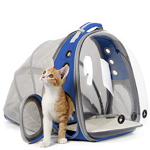 Ausziehbarer Rucksack für Katzen mit Platz für Haustiere, für kleine Hunde, transparent, X-Large, Expandable Blue Ausziehbarer Rucksack für Katzen mit Platz für Haustiere, für kleine Hunde, transparent, X-Large, Expandable Blue von halinfer