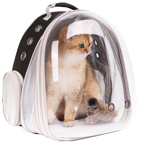Erweiterbarer großer Katzentragerrucksack, Weltraumkapsel, Haustier-Tragerucksack für Dicke Katzen und kleine Hunde bis zu 9 kg, Hundetragerucksack für Reisen und Wandern (schwarz) von halinfer