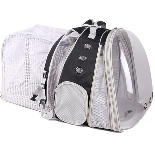 Haustier-Rucksack mit doppelter Erweiterung, für große Katzen und kleine Welpen, klare Raumkapsel, Astronaut, transparentes Blasenfenster von halinfer