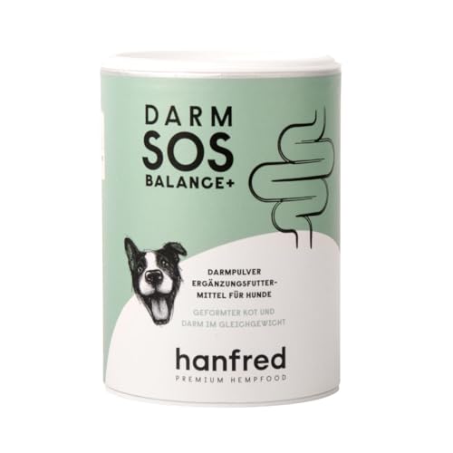 Hanfred Darmpulver Hund 65 g – natürliches Ergänzungsfuttermittel mit Kräutermischung aus Treber, Kamille & Melisse – unterstützt Verdauung, Immunsystem & sorgt für geformten KOT von hanfred