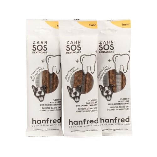 Hanfred SOS Denta Stick Huhn -Natürlicher Zahnpflege-Snack für Hunde – mit Monoprotein Huhn & pflanzlichen Zutaten (3x20g) von hanfred