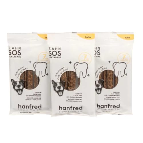 Hanfred SOS Denta Stick Huhn -Natürlicher Zahnpflege-Snack für Hunde – mit Monoprotein Huhn & pflanzlichen Zutaten (3x70g) von hanfred
