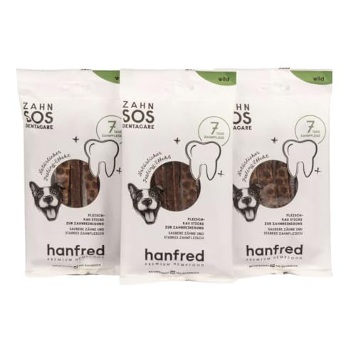 Hanfred SOS Denta Stick Wild - Natürlicher Zahnpflege-Snack für Hunde – mit Monoprotein Rotwild & pflanzlichen Zutaten (3x70g) von hanfred