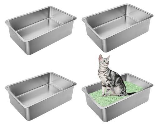 hannger Katzenklo, 4 Stück Edelstahl Katzenklo Groß, Niemals Gerüche, Antihaft Glatte Oberfläche, XXL Katzentoilette aus Edelstahl, Leicht zu Reinigen (60 x 40 x 15cm) hannger Katzenklo, 4 Stück Edelstahl Katzenklo Groß, Niemals Gerüche, Antihaft Glatte Oberfläche, XXL Katzentoilette aus Edelstahl, Leicht zu Reinigen (60 x 40 x 15cm) von hannger