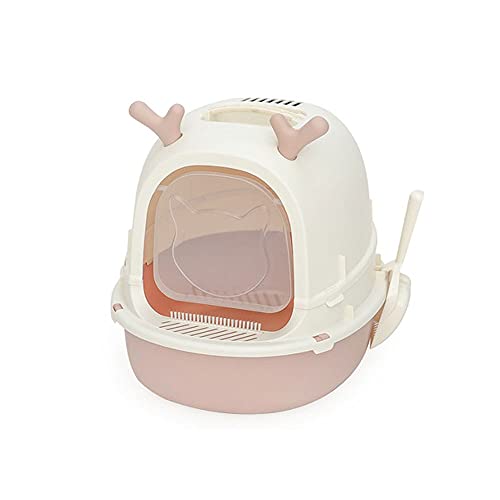 hanxiaoyishop Katzenklo Dual-Zellen-Katzen-Wurf-Box mit Geweih Cat-Wurf-Kasten-Anti-Geruch komplett eingeschlossenes Toilettenpet Pet spritzwassergeschütztes BettPan Katzentoilette (Color : A) von hanxiaoyishop