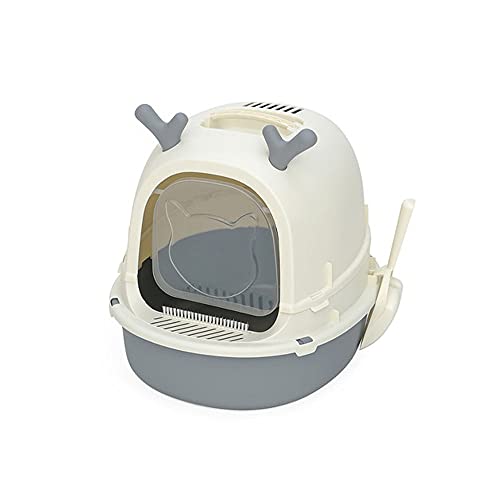 hanxiaoyishop Katzenklo Dual-Zellen-Katzen-Wurf-Box mit Geweih Cat-Wurf-Kasten-Anti-Geruch komplett eingeschlossenes Toilettenpet Pet spritzwassergeschütztes BettPan Katzentoilette (Color : B) von hanxiaoyishop