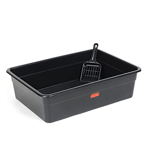 hanxiaoyishop Katzenklo Einfache offene Katze Wurf Box Katze Top-in Cat Wurf Tray Große Katze Toilette Deodoring Große Space Cat Wurf Box Katzentoilette (Color : Black) von hanxiaoyishop