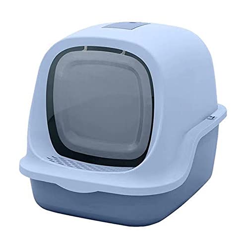 hanxiaoyishop Katzenklo Katze Wurf Box Große beiliegende Katze WC mit transparentem Türabdeckung Spritzerfestes Wurf Box Pet Supplies Katzentoilette (Color : Blue) von hanxiaoyishop