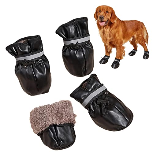 haoying Schneestiefel für Hunde | rutschfeste Hundeschuhe, wasserdichte Hundeschuhe | 4-teilige warme Winter-Regen-Schnee-Wanderschuhe für kleine, mittelgroße Hunde von haoying