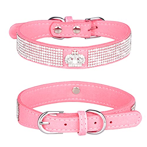 haoyueer Hundehalsband mit Strasssteinen, glitzernd, weiches Wildleder, für Hunde und Katzen, Strass-Halsband, Größe L, Pink 4 haoyueer Hundehalsband mit Strasssteinen, glitzernd, weiches Wildleder, für Hunde und Katzen, Strass-Halsband, Größe L, Pink 4 von haoyueer