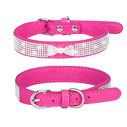 Haoyueer Strass-Hundehalsband, niedlich, schillernd, funkelnd, weiches Wildleder, für Hunde und Katzen, Strass-Halsband, Kristall-Diamant, Haustier-Hunde-Welpen-Halsband (XS, Hot Pink-3) Haoyueer Strass-Hundehalsband, niedlich, schillernd, funkelnd, weiches Wildleder, für Hunde und Katzen, Strass-Halsband, Kristall-Diamant, Haustier-Hunde-Welpen-Halsband (XS, Hot Pink-3) von haoyueer
