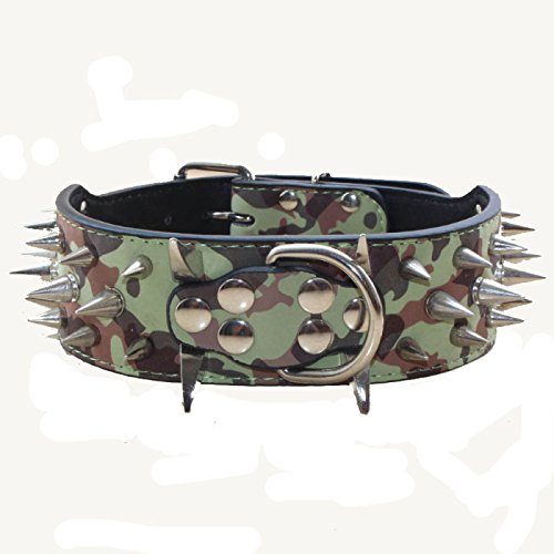 Haoyueer Hundehalsband mit Spitzen Nieten, 5,1 cm breit, stilvolles Leder-Hundehalsband für mittelgroße und große Hunde, Pitbull, Labrador, Boxer Rottweiler, Deutscher Schäferhund, Camouflage, M Haoyueer Hundehalsband mit Spitzen Nieten, 5,1 cm breit, stilvolles Leder-Hundehalsband für mittelgroße und große Hunde, Pitbull, Labrador, Boxer Rottweiler, Deutscher Schäferhund, Camouflage, M von haoyueer