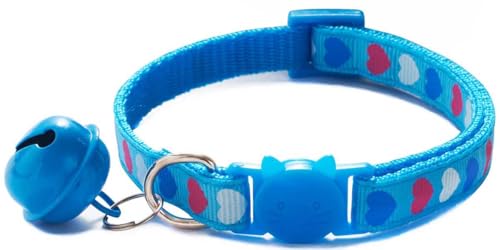 Katzenhalsband mit Glöckchen, Liebesmuster, XS, niedlich, ausgefallenes Welpenhalsband mit Glöckchen, für XXS, XS, kleines Kätzchen, Hündinnen, Halsumfang 17,8 - 30,5 cm, Blau, Halsumfang 17,8 - 30,5 Katzenhalsband mit Glöckchen, Liebesmuster, XS, niedlich, ausgefallenes Welpenhalsband mit Glöckchen, für XXS, XS, kleines Kätzchen, Hündinnen, Halsumfang 17,8 - 30,5 cm, Blau, Halsumfang 17,8 - 30,5 von haoyueer