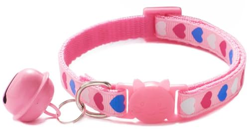 Katzenhalsband mit Glöckchen, Liebesmuster, XS, niedlich, ausgefallenes Welpenhalsband mit Glöckchen, für XXS, XS, kleines Kätzchen, Hündinnen, Halsumfang 17,8 - 30,5 cm, Rosa, Halsumfang 17,8 - 30,5 Katzenhalsband mit Glöckchen, Liebesmuster, XS, niedlich, ausgefallenes Welpenhalsband mit Glöckchen, für XXS, XS, kleines Kätzchen, Hündinnen, Halsumfang 17,8 - 30,5 cm, Rosa, Halsumfang 17,8 - 30,5 von haoyueer