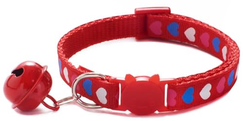 Katzenhalsband mit Glöckchen, Liebesmuster, XS, niedlich, ausgefallenes Welpenhalsband mit Glöckchen, für XXS, XS, kleines Kätzchen, Hündinnen, Halsumfang 17,8 - 30,5 cm, Rot, Halsumfang 17,8–30,5 cm Katzenhalsband mit Glöckchen, Liebesmuster, XS, niedlich, ausgefallenes Welpenhalsband mit Glöckchen, für XXS, XS, kleines Kätzchen, Hündinnen, Halsumfang 17,8 - 30,5 cm, Rot, Halsumfang 17,8–30,5 cm von haoyueer