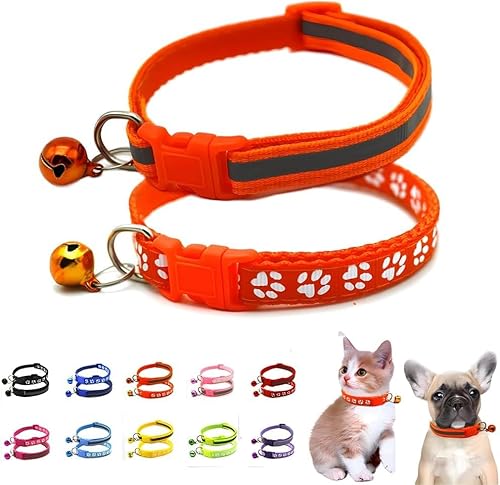 XXS Hundehalsband mit Glöckchen, 2er-Pack, einfaches und reflektierendes Katzenhalsband mit Glöckchen, für XXS, XS, kleine Haustiere, Jungen, kleine Kätzchen, Mädchen, Tier (Orange, Halsumfang XXS Hundehalsband mit Glöckchen, 2er-Pack, einfaches und reflektierendes Katzenhalsband mit Glöckchen, für XXS, XS, kleine Haustiere, Jungen, kleine Kätzchen, Mädchen, Tier (Orange, Halsumfang von haoyueer