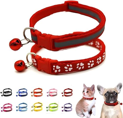 XXS Hundehalsband mit Glöckchen, 2er-Pack, einfaches und reflektierendes Katzenhalsband mit Glöckchen, für XXS, XS, kleine Haustiere, Jungen, kleine Kätzchen, Mädchen, Tier (Rot, Halsumfang 17,8–30,5 XXS Hundehalsband mit Glöckchen, 2er-Pack, einfaches und reflektierendes Katzenhalsband mit Glöckchen, für XXS, XS, kleine Haustiere, Jungen, kleine Kätzchen, Mädchen, Tier (Rot, Halsumfang 17,8–30,5 von haoyueer