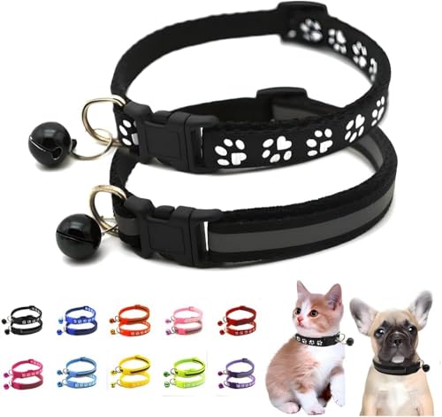XXS Hundehalsband mit Glöckchen, 2er-Pack, einfaches und reflektierendes Katzenhalsband mit Glöckchen, für XXS, XS, kleine Haustiere, Jungen, kleine Kätzchen, Mädchen, Tier (schwarz, Halsumfang XXS Hundehalsband mit Glöckchen, 2er-Pack, einfaches und reflektierendes Katzenhalsband mit Glöckchen, für XXS, XS, kleine Haustiere, Jungen, kleine Kätzchen, Mädchen, Tier (schwarz, Halsumfang von haoyueer