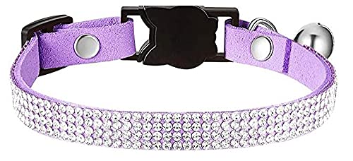 haoyueer Strass-Halsbänder für Hunde und Katzen, mit Glöckchen, glitzernd, mit weichem Samt-Kristall, Violett haoyueer Strass-Halsbänder für Hunde und Katzen, mit Glöckchen, glitzernd, mit weichem Samt-Kristall, Violett von haoyueer