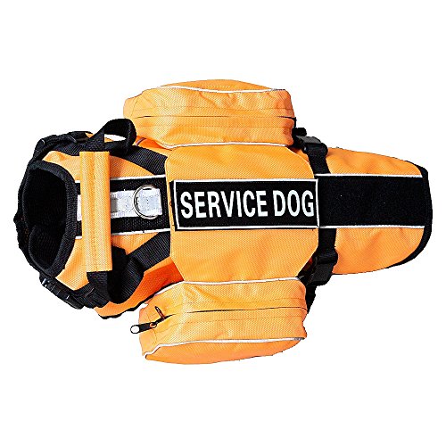 haoyueer Hunde-Rucksack für Service-Hunde, abnehmbare Satteltaschen mit Label-Patches (orange, L) von haoyueer