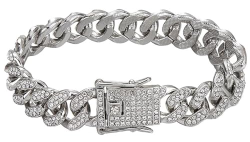 haoyueer Hundehalsband, Diamant, kubanisches Gliederhalsband, 13 mm breit, Hundehalskette, Metall-Kette, Haustier-Kristallhalsband, Schmuckzubehör für Welpen, kleine, mittelgroße und große Hunde haoyueer Hundehalsband, Diamant, kubanisches Gliederhalsband, 13 mm breit, Hundehalskette, Metall-Kette, Haustier-Kristallhalsband, Schmuckzubehör für Welpen, kleine, mittelgroße und große Hunde von haoyueer