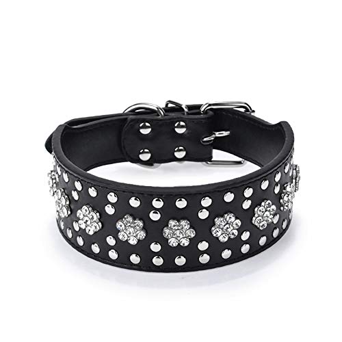 haoyueer Hundehalsband mit Strasssteinen, Blumenmuster, Leder, glitzernde Kristalldiamanten, glitzernd, elegant, schick, PU-Leder, Hundehalsband für mittelgroße und große Hunde (M, schwarz) haoyueer Hundehalsband mit Strasssteinen, Blumenmuster, Leder, glitzernde Kristalldiamanten, glitzernd, elegant, schick, PU-Leder, Hundehalsband für mittelgroße und große Hunde (M, schwarz) von haoyueer