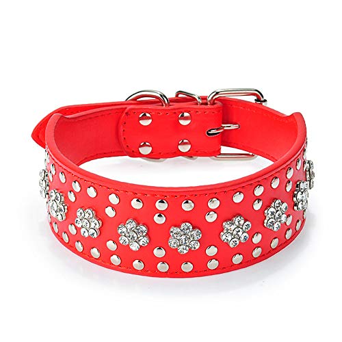 haoyueer Hundehalsband mit Strasssteinen, Blumenmuster, Leder, glitzernde Kristalldiamanten, glitzernd, elegant, schick, PU-Leder, für mittelgroße und große Hunde haoyueer Hundehalsband mit Strasssteinen, Blumenmuster, Leder, glitzernde Kristalldiamanten, glitzernd, elegant, schick, PU-Leder, für mittelgroße und große Hunde von haoyueer