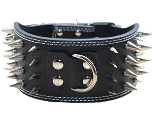 haoyueer 7,6 cm spitzes Nietenhalsband aus Leder für Training, Sport, Walking, Größe M, L, XL, für Pitbull, Labrador, Boxer (M, schwarz) haoyueer 7,6 cm spitzes Nietenhalsband aus Leder für Training, Sport, Walking, Größe M, L, XL, für Pitbull, Labrador, Boxer (M, schwarz) von haoyueer