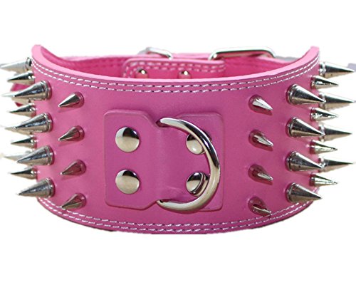 haoyueer 7,6 cm breites Hundehalsband aus Leder mit spitzen Nieten, für Training, Sport, Walking, Größe M, L, XL, für Pitbull, Labrador, Boxer (M, Hot Pink) haoyueer 7,6 cm breites Hundehalsband aus Leder mit spitzen Nieten, für Training, Sport, Walking, Größe M, L, XL, für Pitbull, Labrador, Boxer (M, Hot Pink) von haoyueer