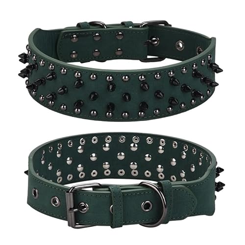 haoyueer Hundehalsband aus Leder, mit Nieten, 5,1 cm breit, passend für mittelgroße und große Hunde wie Pitbull, Mastiff, Labrador, Boxer, Rottweiler, Deutscher Schäferhund, Grün, Größe S: 43,9–52,1 haoyueer Hundehalsband aus Leder, mit Nieten, 5,1 cm breit, passend für mittelgroße und große Hunde wie Pitbull, Mastiff, Labrador, Boxer, Rottweiler, Deutscher Schäferhund, Grün, Größe S: 43,9–52,1 von haoyueer