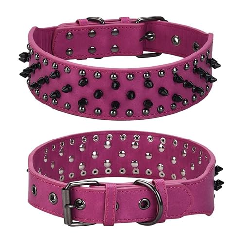 haoyueer Hundehalsband aus Leder, mit Nieten, 5,1 cm breit, passend für mittelgroße und große Hunde wie Pitbull, Mastiff, Labrador, Boxer, Rottweiler, Deutscher Schäferhund, Hot Pink, Größe S: haoyueer Hundehalsband aus Leder, mit Nieten, 5,1 cm breit, passend für mittelgroße und große Hunde wie Pitbull, Mastiff, Labrador, Boxer, Rottweiler, Deutscher Schäferhund, Hot Pink, Größe S: von haoyueer